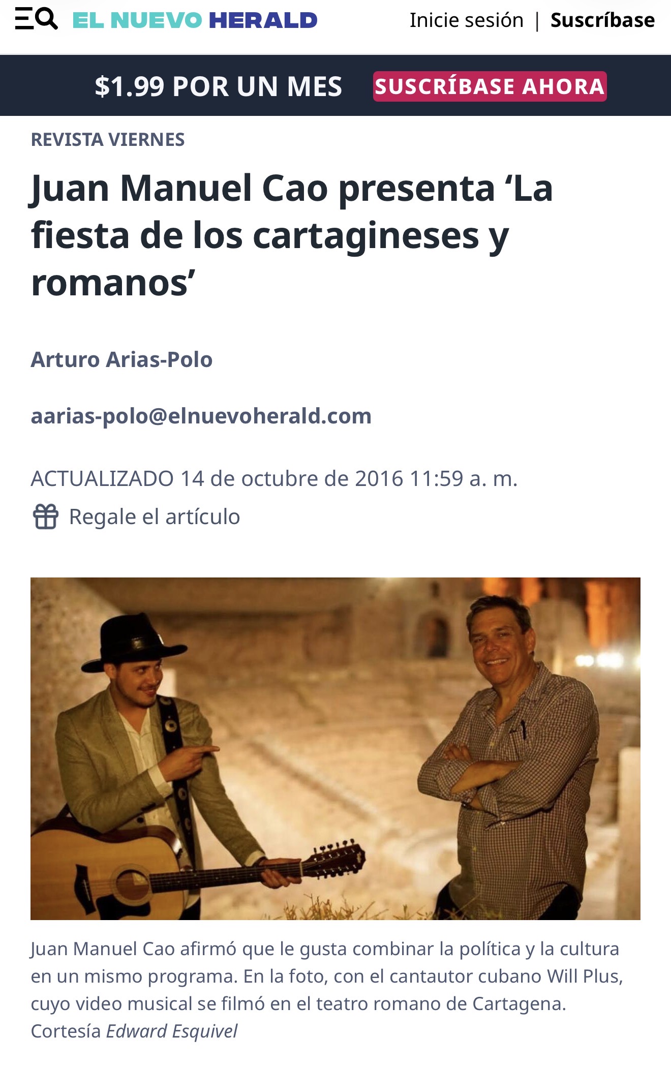 El Nuevo Herald, Revista Viernes feature on Will Plus