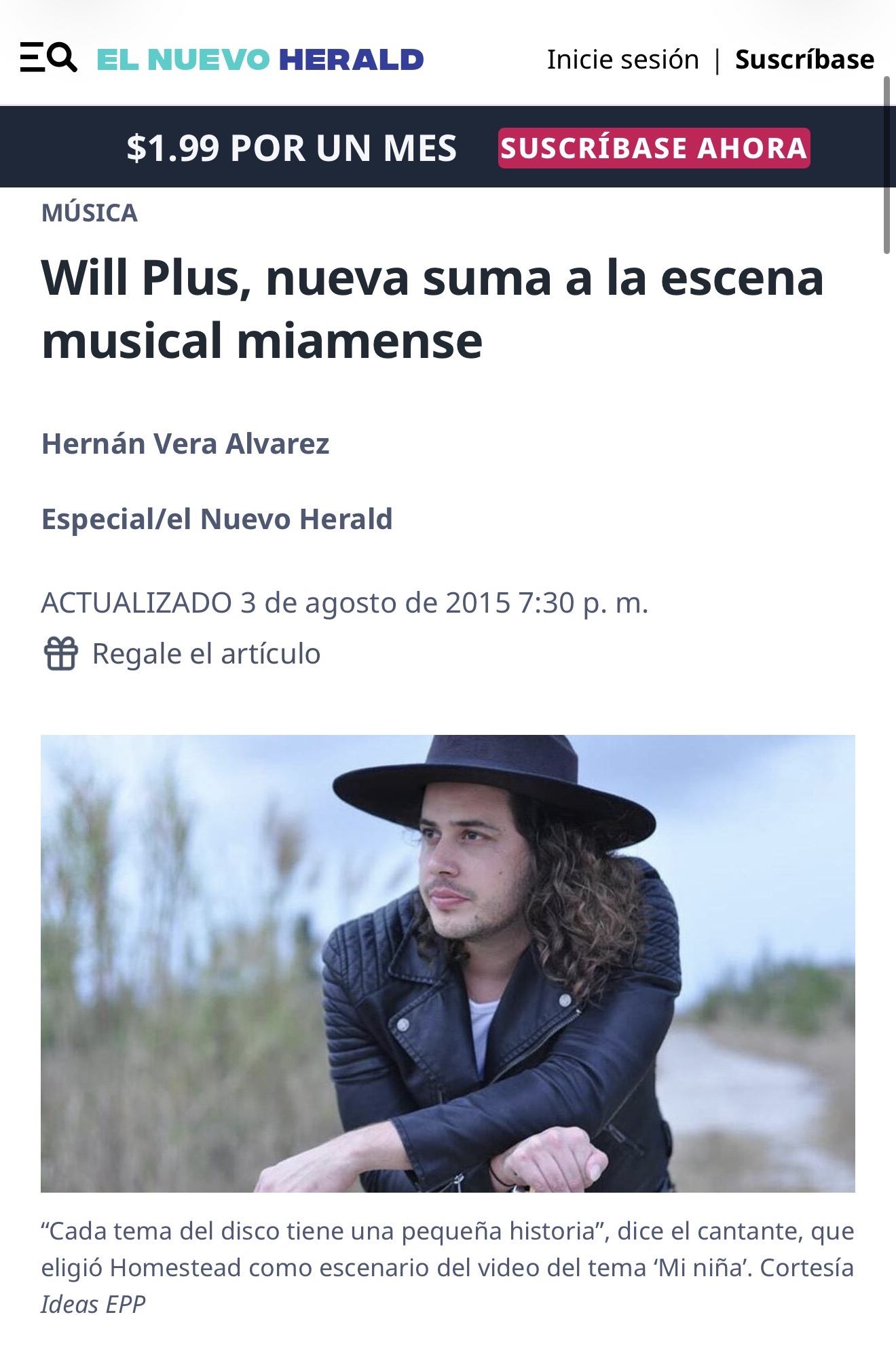 El Nuevo Herald, Música feature on Will Plus